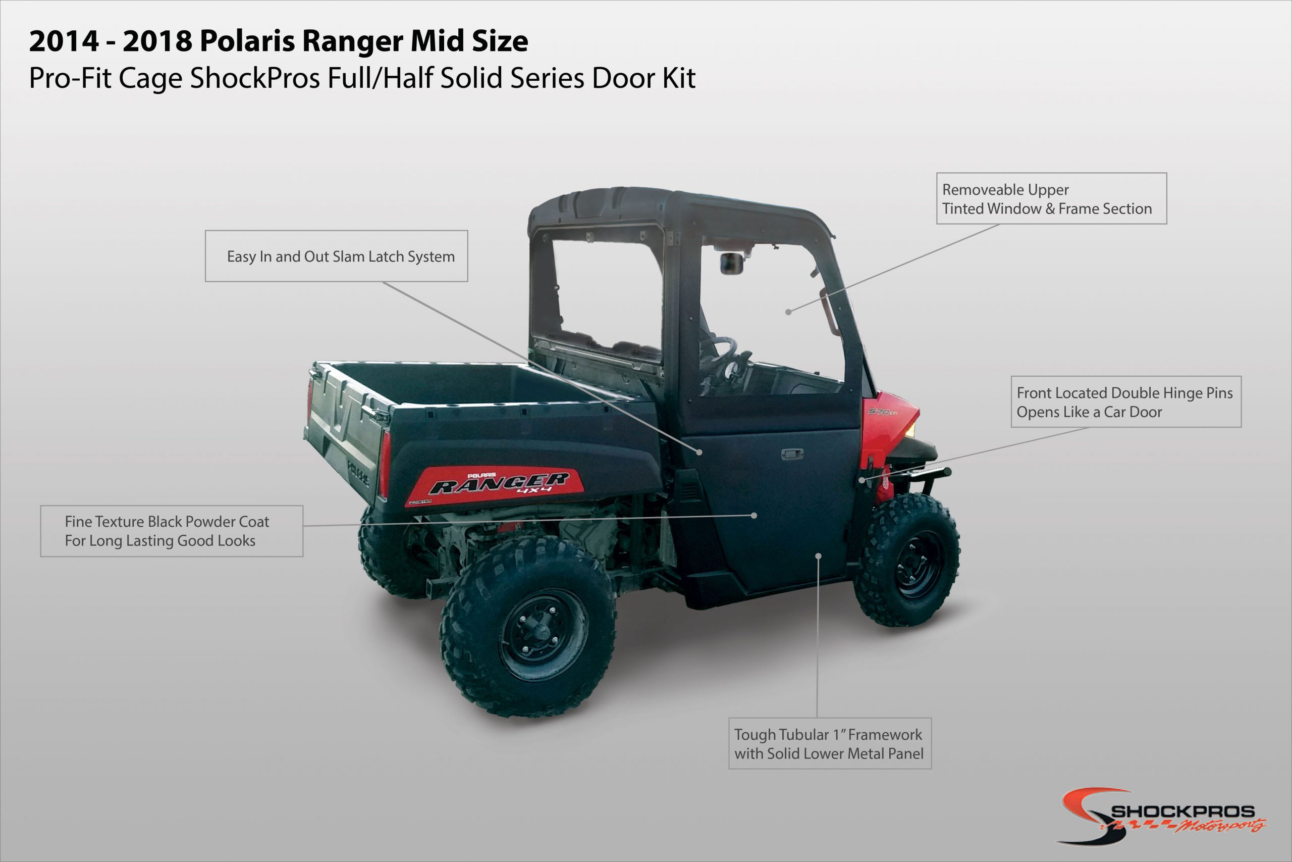 Polaris Ranger Midsize (Pro-Fit Cage) Full/Half Doors - Image 2